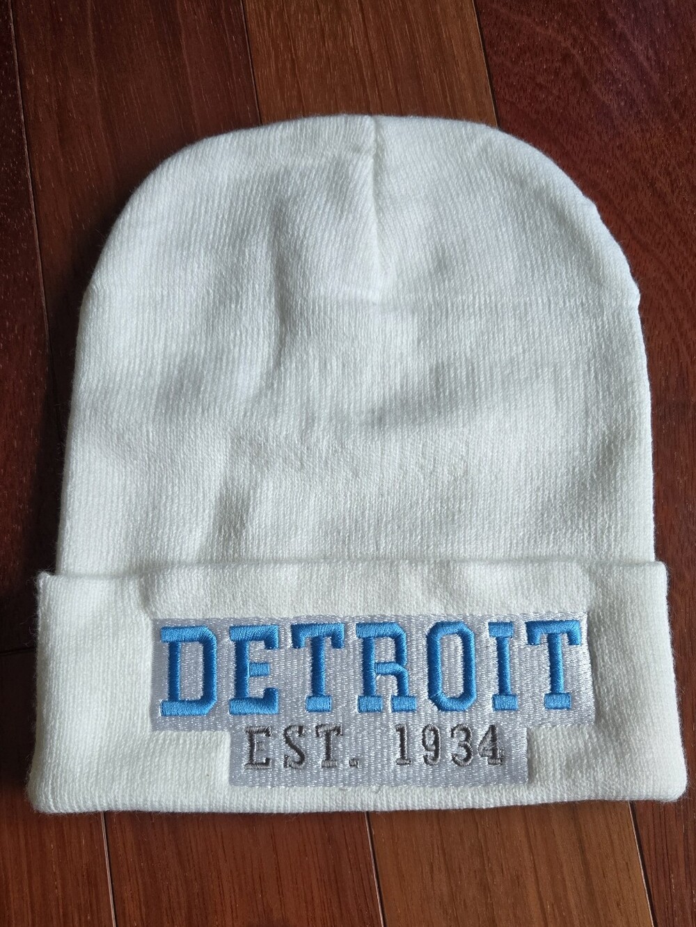 Detroit Embroidered White Kids Beanie Hat